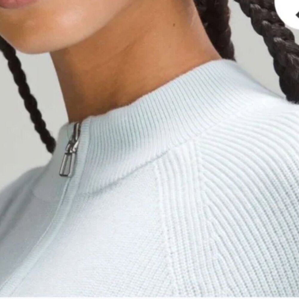 Lululemon Cotton Blend Half Zip Sweater in Powder Blue Size L - Picture 2 of 7